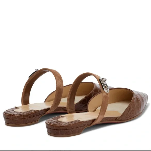 CHRISTIAN LOUBOUTIN Choc Lock croc-effect leather slippers BNIB 36.5 - Picture 3 of 10